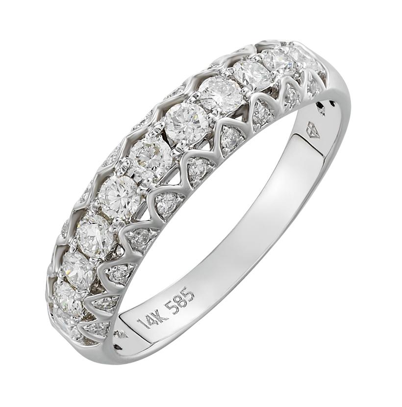 0.53 Ctw Diamond 14k White Gold Round Shape Womens Wedding Band Ring