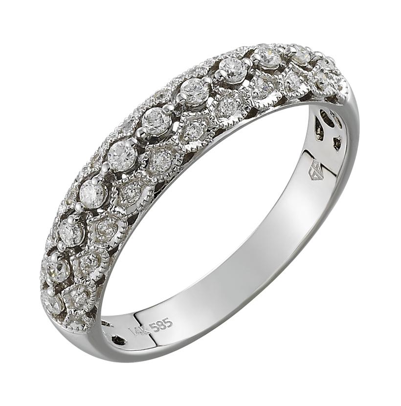 0.24 Ctw Diamond 14k White Gold Round Shape Womens Wedding Band Ring