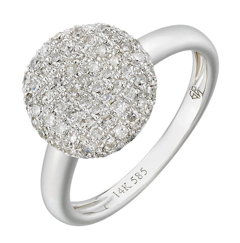 0.53 Ctw Diamond 14k White Gold Round Shape Womens Diamond Ring