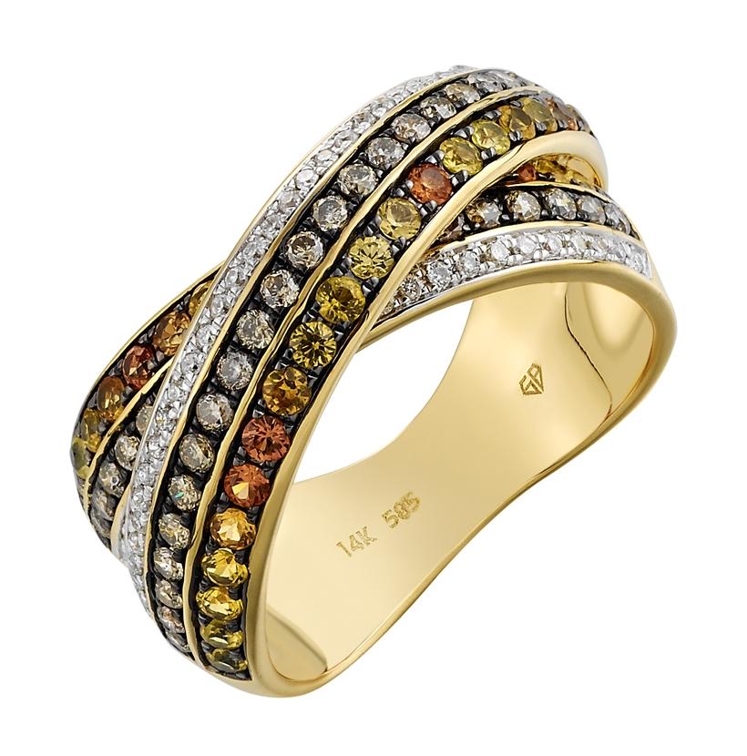 0.6 Ctw Diamond 14k Yellow Gold Sapphire Round Shape Womens Diamond Ring