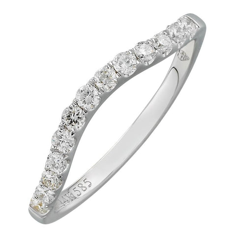 0.25 Ctw Diamond 14k White Gold Round Shape Womens Wedding Band Ring