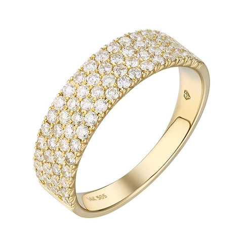 0.8 Ctw Diamond 14k Yellow Gold Round Shape Womens Wedding Band Ring