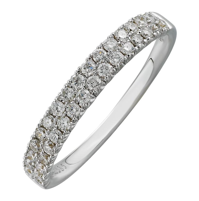 0.38 Ctw Diamond 14k White Gold Round Shape Womens Wedding Band Ring