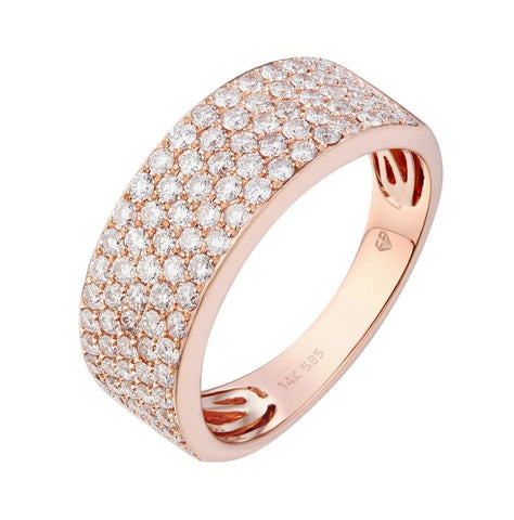 1.08 Ctw Diamond 14k Rose Gold Round Shape Womens Wedding Band Ring