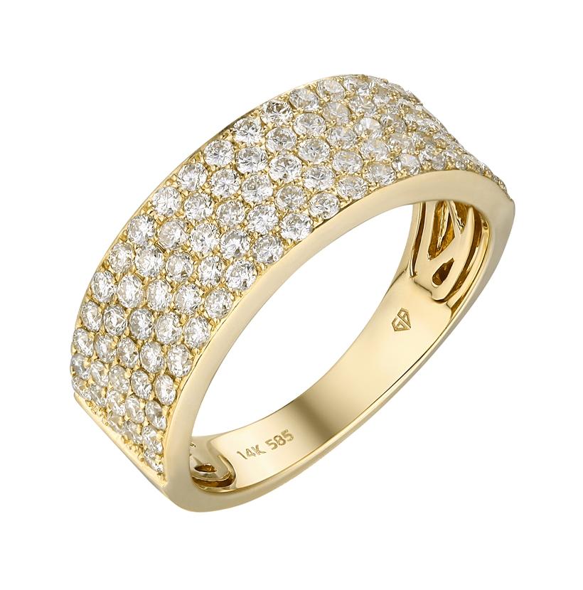 1.08 Ctw Diamond 14k Yellow Gold Round Shape Womens Wedding Band Ring