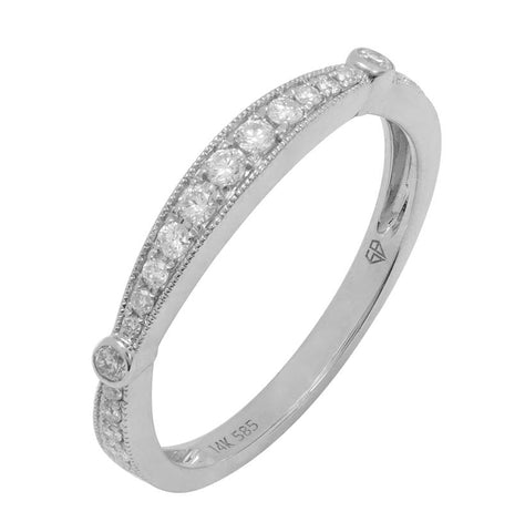 0.22 Ctw Diamond 14k White Gold Round Shape Womens Wedding Band Ring