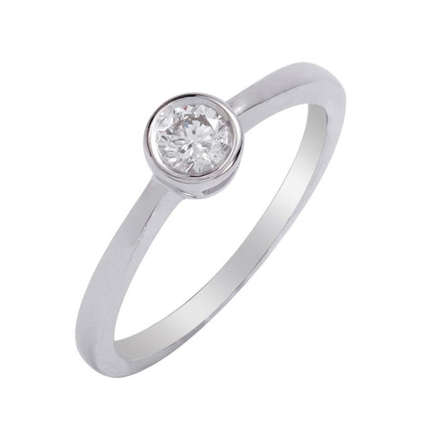 0.23 Ctw Diamond 14k White Gold Round Shape Wedding Engagement Ring