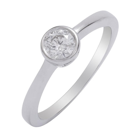 0.33 Ctw Diamond 14k White Gold Round Shape Wedding Engagement Ring