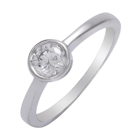 0.47 Ctw Diamond 14k White Gold Round Shape Wedding Engagement Ring