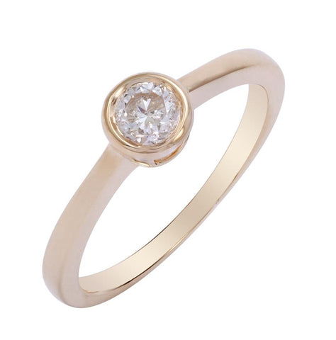 0.31 Ctw Diamond 14k Yellow Gold Round Shape Wedding Engagement Ring