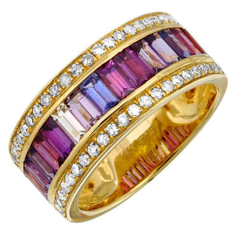 0.37 Ctw Diamond 14k White Gold Multi-gems Round Shape Womens Gemstone Ring