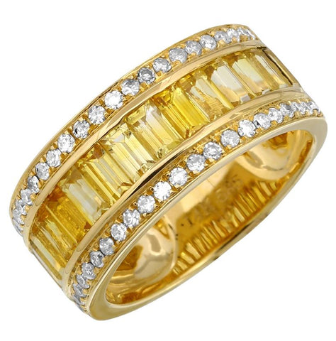 0.37 Ctw Diamond 14k Yellow Gold Sapphire Round Shape Womens Gemstone Ring