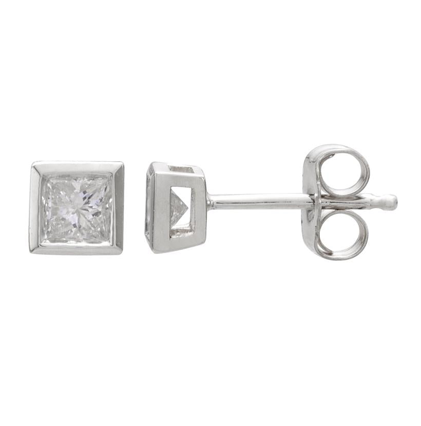 0.24 Ctw Diamond 14k White Gold Princess Shape Womens Diamond Earrings