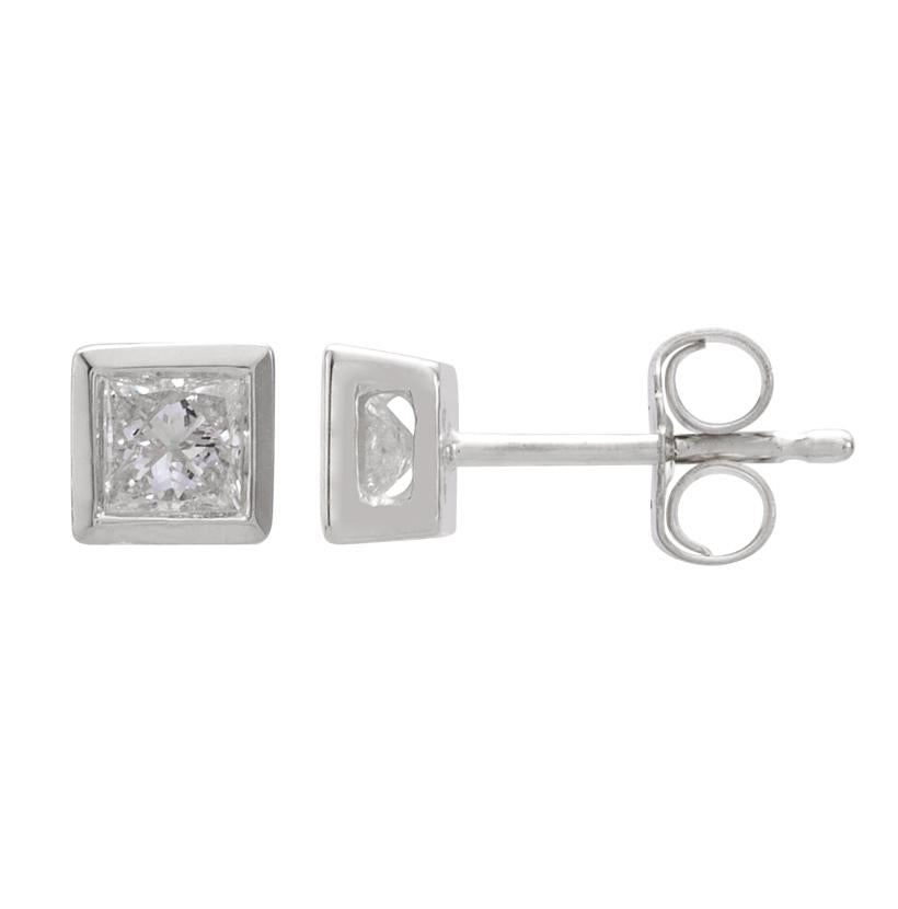 0.32 Ctw Diamond 14k White Gold Princess Shape Womens Diamond Earrings