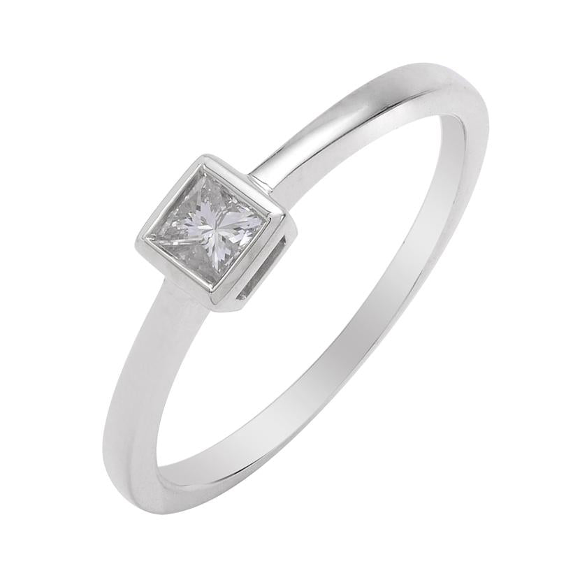 0.23 Ctw Diamond 14k White Gold Princess Shape Wedding Engagement Ring