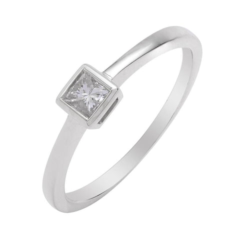 0.23 Ctw Diamond 14k White Gold Princess Shape Wedding Engagement Ring