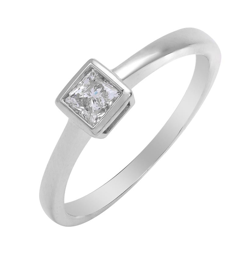 0.3 Ctw Diamond 14k White Gold Princess Shape Wedding Engagement Ring