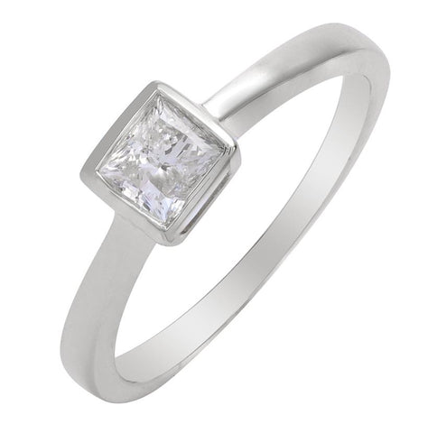 0.47 Ctw Diamond 14k White Gold Princess Shape Wedding Engagement Ring
