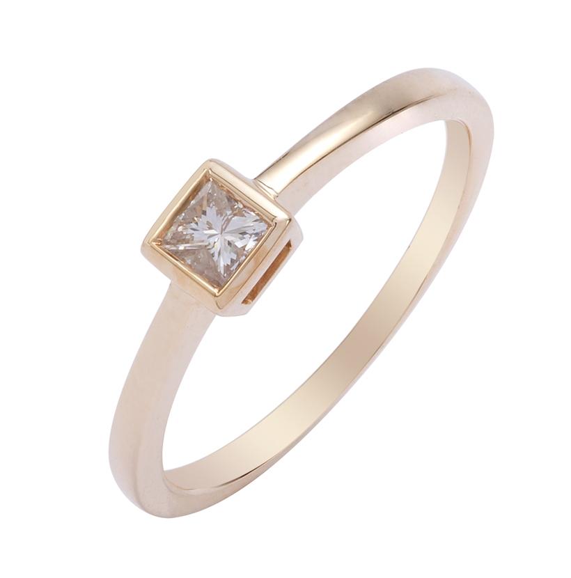 0.24 Ctw Diamond 14k Yellow Gold Princess Shape Wedding Engagement Ring