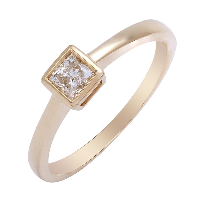 0.33 Ctw Diamond 14k Yellow Gold Princess Shape Wedding Engagement Ring