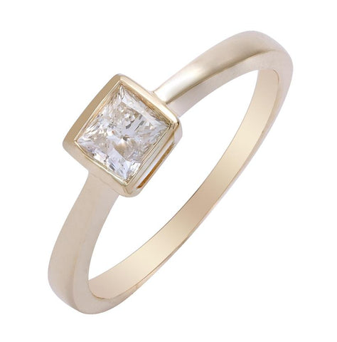 0.49 Ctw Diamond 14k Yellow Gold Princess Shape Wedding Engagement Ring
