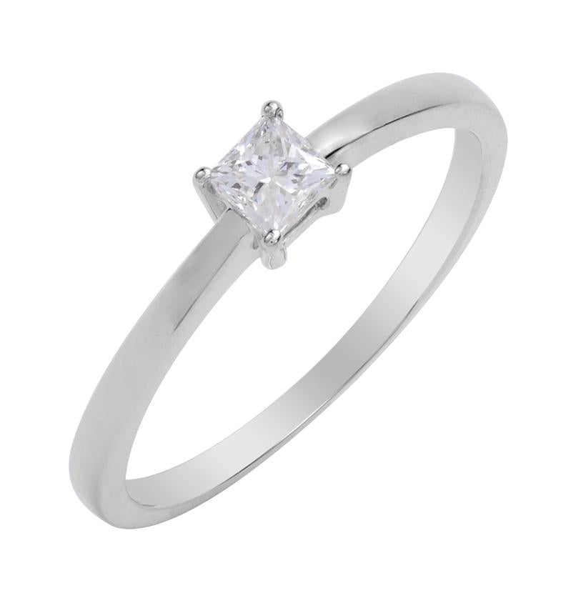 0.23 Ctw Diamond 14k White Gold Princess Shape Wedding Engagement Ring