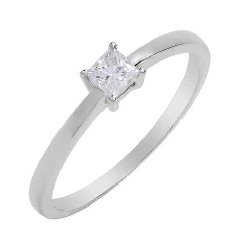 0.23 Ctw Diamond 14k White Gold Princess Shape Wedding Engagement Ring