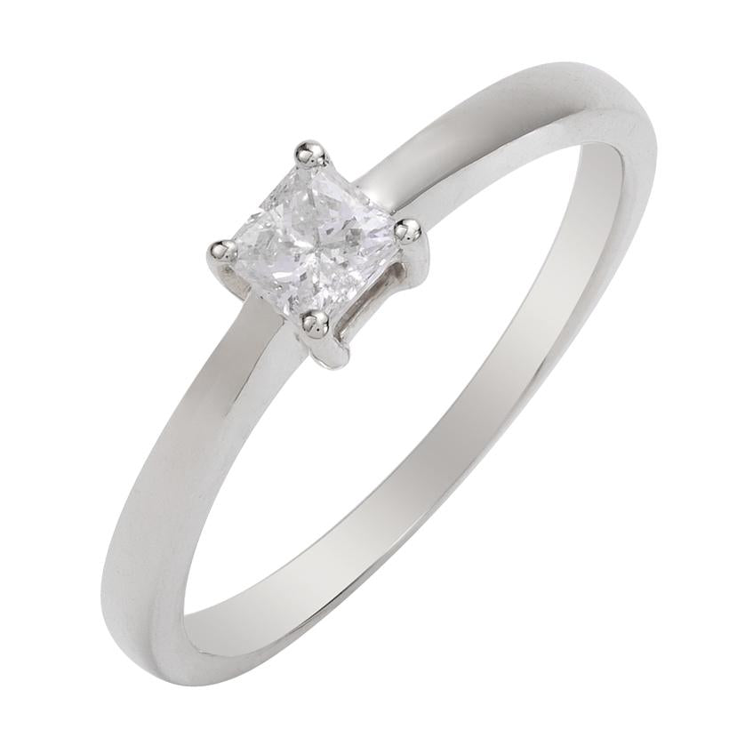 0.3 Ctw Diamond 14k White Gold Princess Shape Wedding Engagement Ring