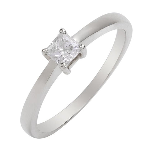0.3 Ctw Diamond 14k White Gold Princess Shape Wedding Engagement Ring
