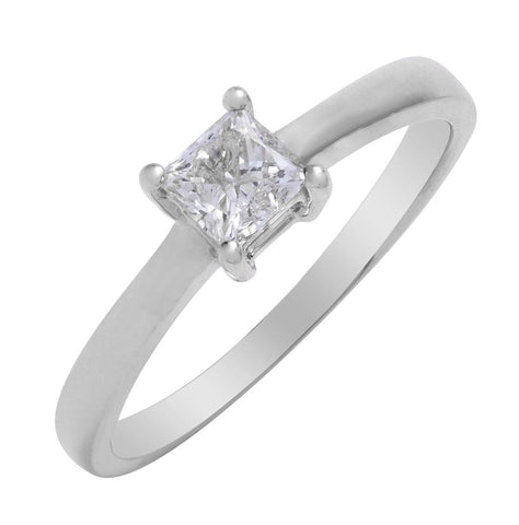0.46 Ctw Diamond 14k White Gold Princess Shape Wedding Engagement Ring
