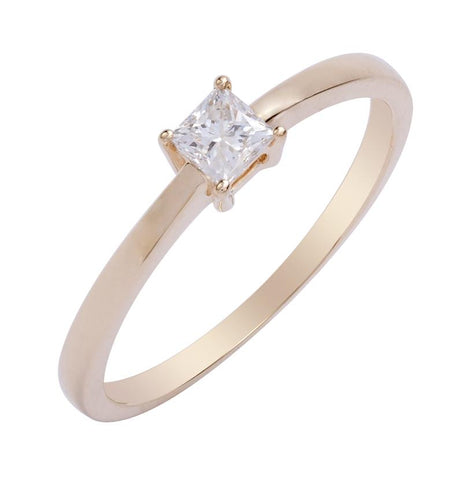 0.25 Ctw Diamond 14k Yellow Gold Princess Shape Wedding Engagement Ring