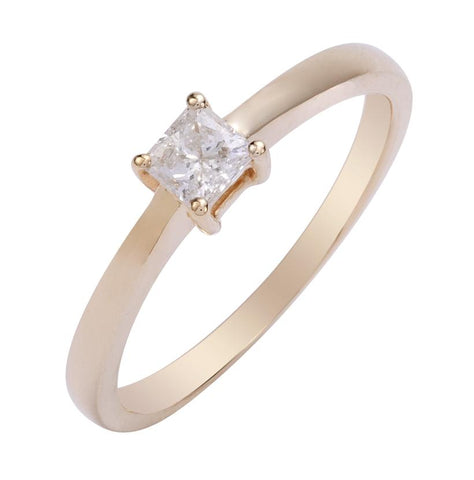 0.29 Ctw Diamond 14k Yellow Gold Princess Shape Wedding Engagement Ring
