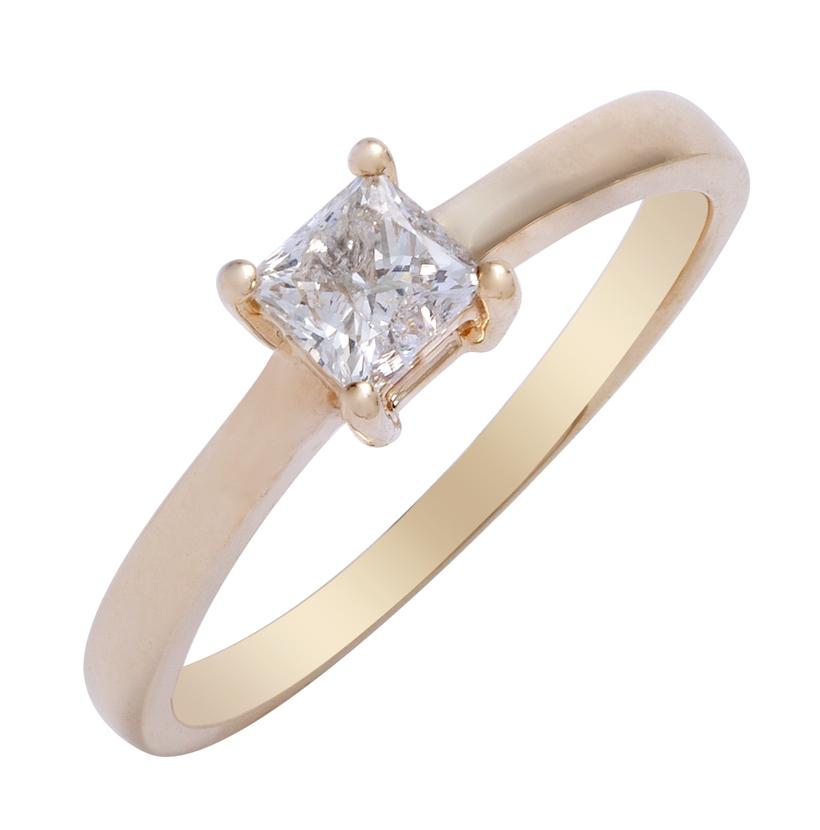 0.48 Ctw Diamond 14k Yellow Gold Princess Shape Wedding Engagement Ring