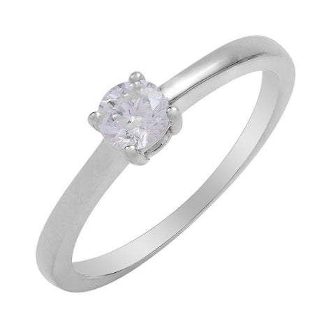 0.32 Ctw Diamond 14k White Gold Round Shape Wedding Engagement Ring