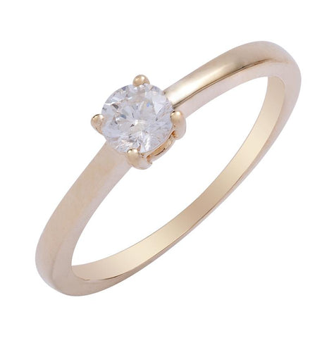 0.3 Ctw Diamond 14k Yellow Gold Round Shape Wedding Engagement Ring