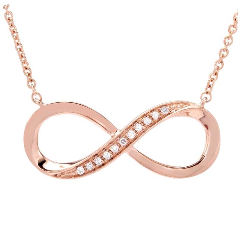 0.05 Ctw Diamond 14k Rose Gold Round Shape Womens Diamond Necklace