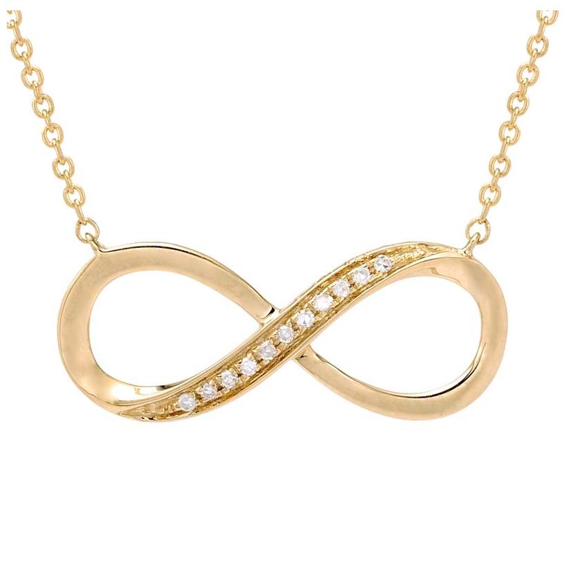 0.05 Ctw Diamond 14k Yellow Gold Round Shape Womens Diamond Necklace