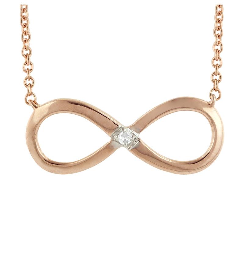 0.01 Ctw Diamond 14k Rose Gold Round Shape Womens Diamond Necklace