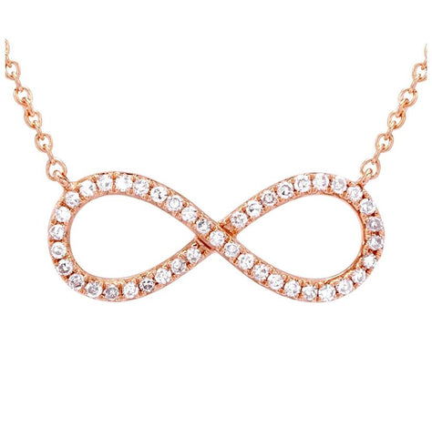 0.13 Ctw Diamond 14k Rose Gold Round Shape Womens Diamond Necklace