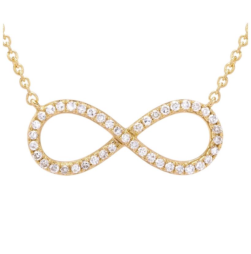 0.13 Ctw Diamond 14k Yellow Gold Round Shape Womens Diamond Necklace