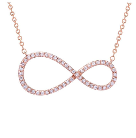 0.21 Ctw Diamond 14k Rose Gold Round Shape Womens Diamond Necklace