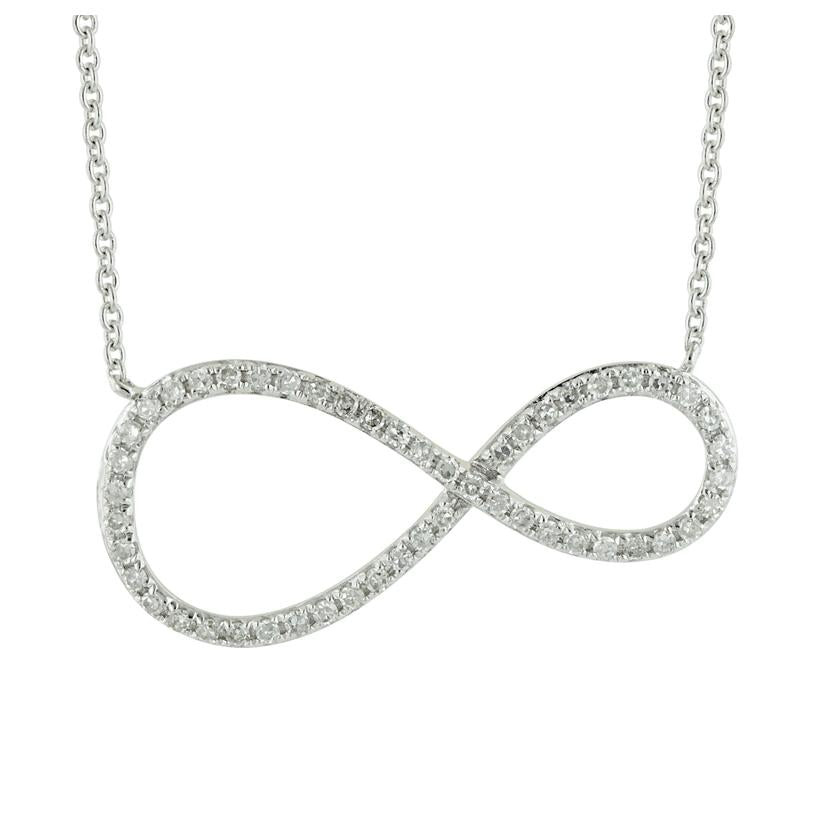 0.2 Ctw Diamond 14k White Gold Round Shape Womens Diamond Necklace