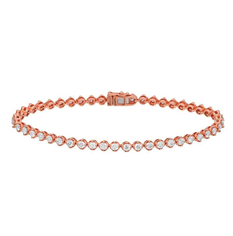 2.66 Ctw Diamond 14k Rose Gold Round Shape Womens Diamond Bracelet