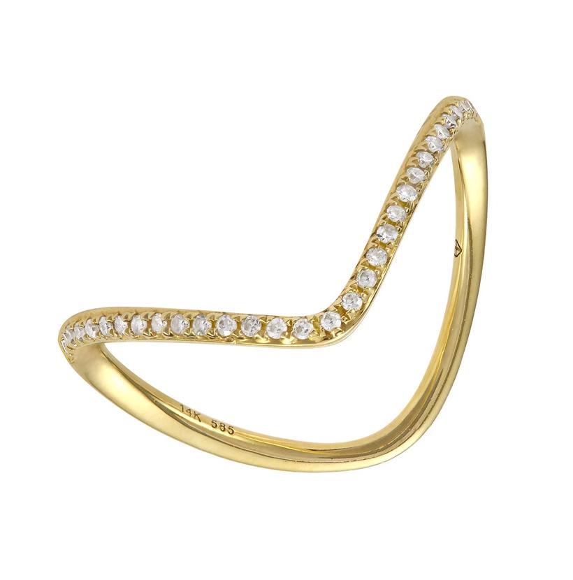 0.13 Ctw Diamond 14k Yellow Gold Round Shape Womens Diamond Ring