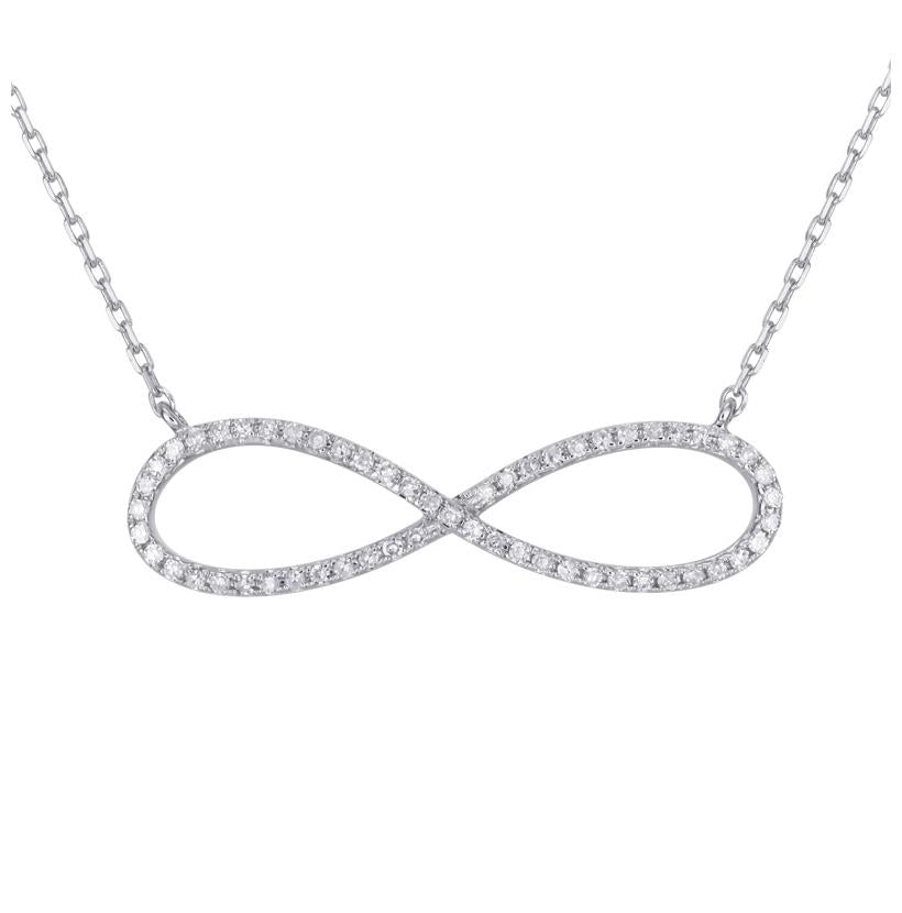 0.27 Ctw Diamond 14k White Gold Round Shape Womens Diamond Necklace