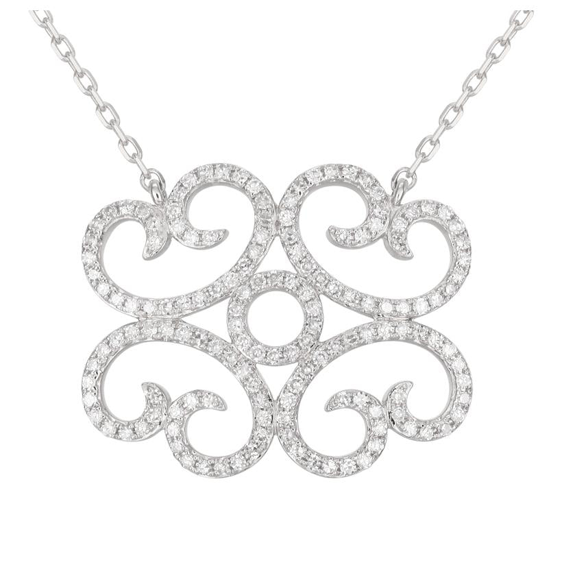 0.44 Ctw Diamond 14k White Gold Round Shape Womens Diamond Necklace