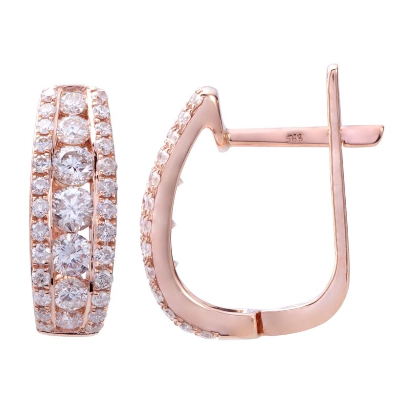 1.03 Ctw Diamond 14k Rose Gold Round Shape Womens Diamond Earrings