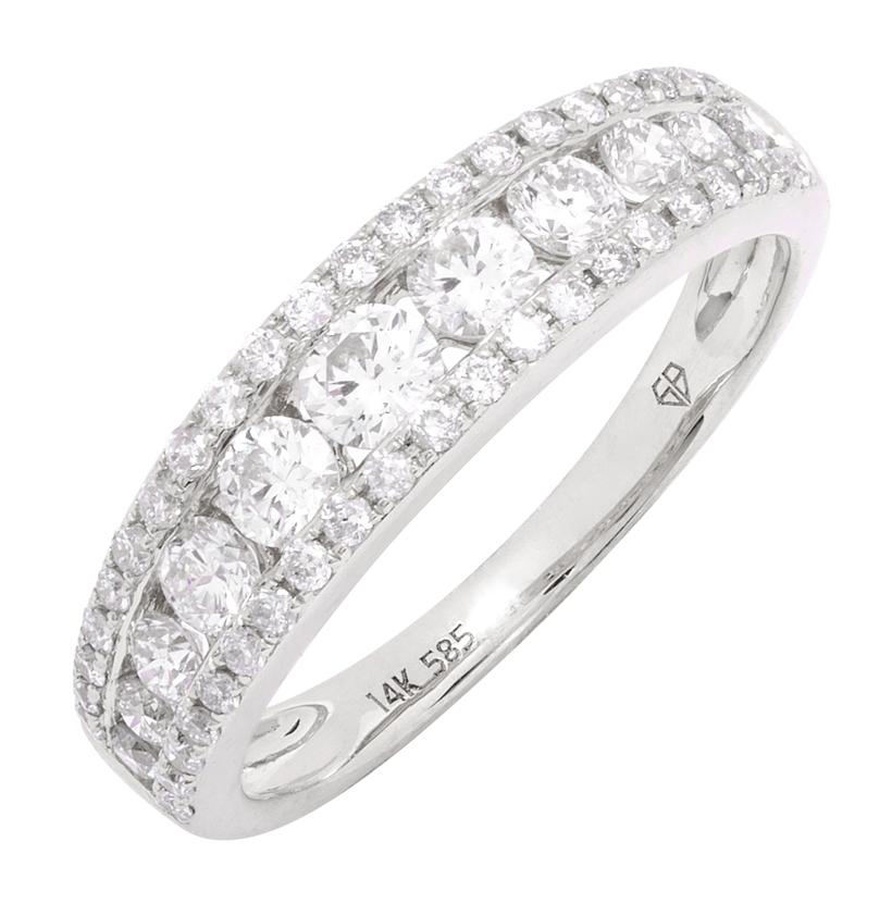 0.9 Ctw Diamond 14k White Gold Round Shape Womens Wedding Band Ring