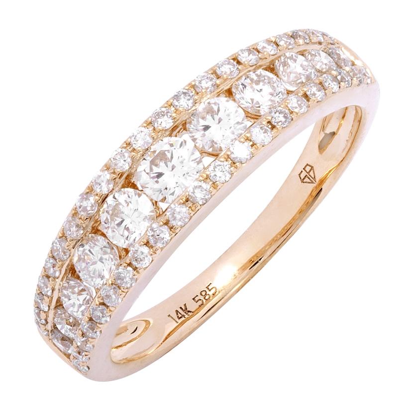 0.9 Ctw Diamond 14k Yellow Gold Round Shape Womens Wedding Band Ring