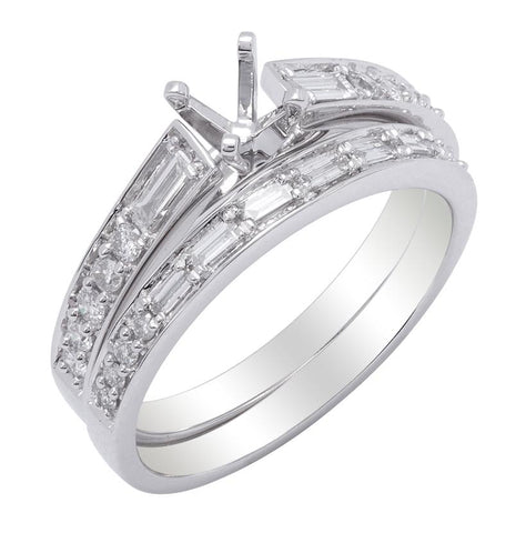 0.48 Ctw Diamond 14k White Gold Round Shape Wedding Engagement Ring